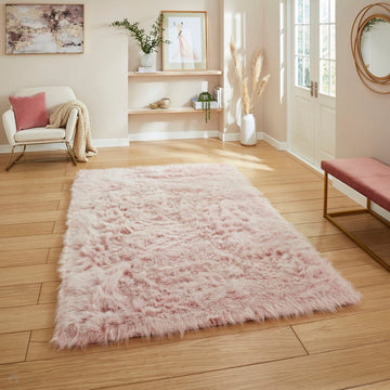 Polar Plush Plain Super Soft Fluffy Faux Fur Feel Textured Ultra Fine Yarn Acrylic Hand-Tufted Wispy Long Strand Shaggy Rose Rug-Think Rugs-Rug Love - The Most Loved Rug Store